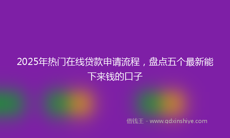 2025年热门在线贷款申请流程，盘点五个最新能下来钱的口子