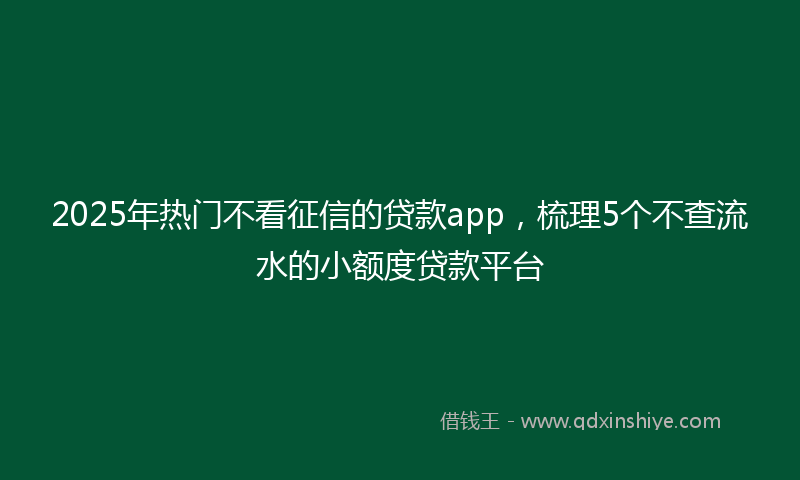 2025年热门不看征信的贷款app，梳理5个不查流水的小额度贷款平台