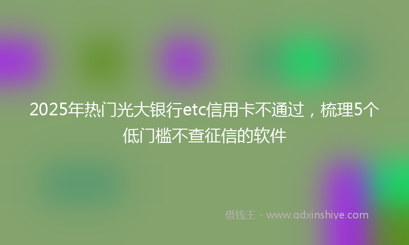 2025年热门光大银行etc信用卡不通过，梳理5个低门槛不查征信的软件