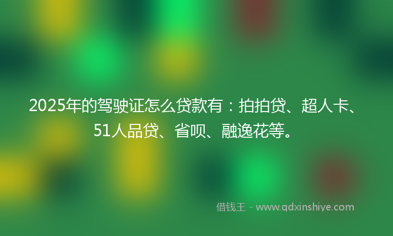 2025年的驾驶证怎么贷款有：拍拍贷、超人卡、51人品贷、省呗、融逸花等。