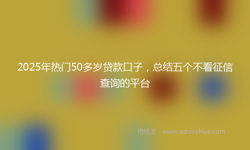2025年热门50多岁贷款口子，总结五个不看征信查询的平台
