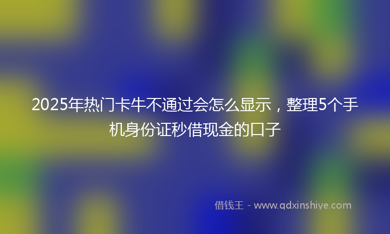 2025年热门卡牛不通过会怎么显示，整理5个手机身份证秒借现金的口子