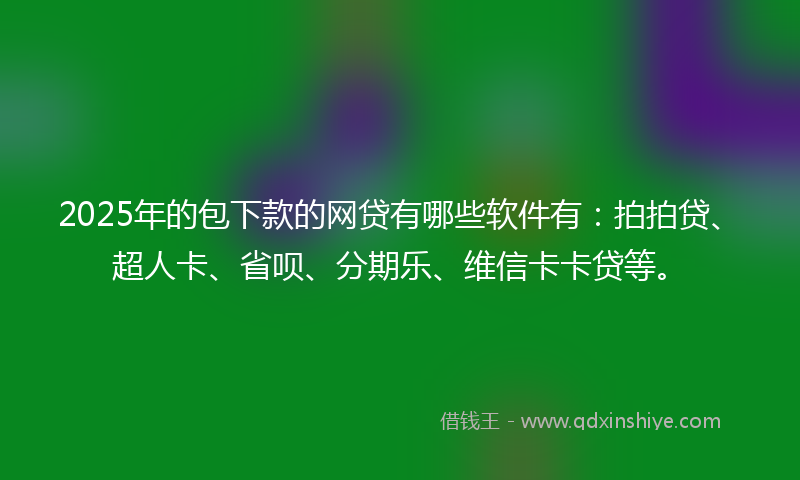 2025年的包下款的网贷有哪些软件有：拍拍贷、超人卡、省呗、分期乐、维信卡卡贷等。