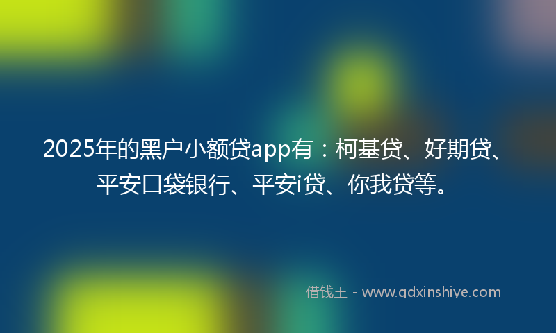 2025年的黑户小额贷app有：柯基贷、好期贷、平安口袋银行、平安i贷、你我贷等。