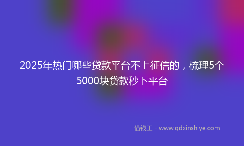 2025年热门哪些贷款平台不上征信的，梳理5个5000块贷款秒下平台