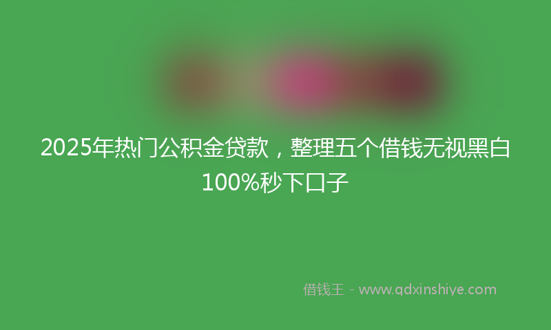 2025年热门公积金贷款,整理五个借钱无视黑白100%秒下口子