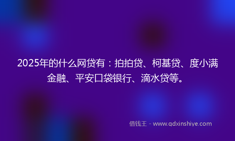 2025年的什么网贷有：拍拍贷、柯基贷、度小满金融、平安口袋银行、滴水贷等。