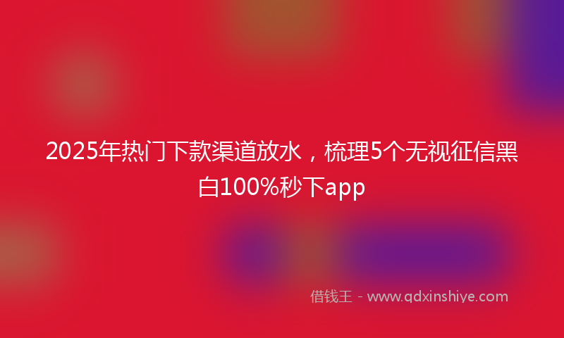 2025年热门下款渠道放水，梳理5个无视征信黑白100%秒下app