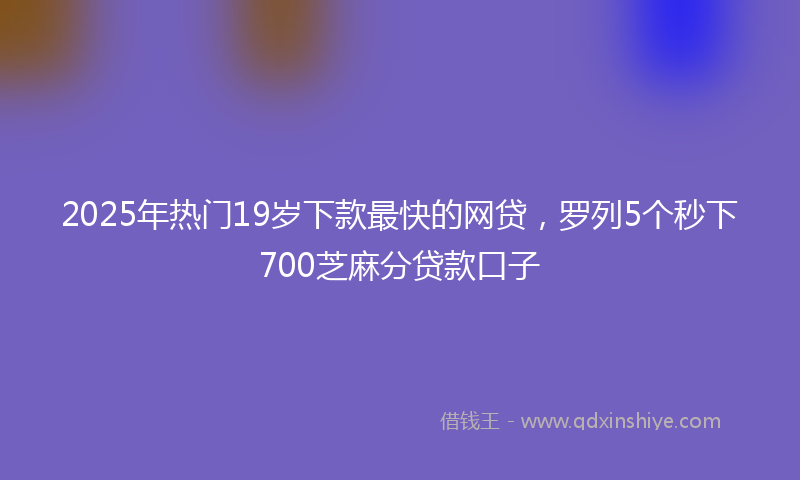 2025年热门19岁下款最快的网贷，罗列5个秒下700芝麻分贷款口子