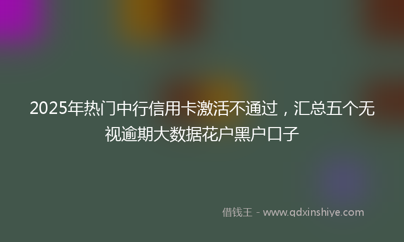 2025年热门中行信用卡激活不通过，汇总五个无视逾期大数据花户黑户口子