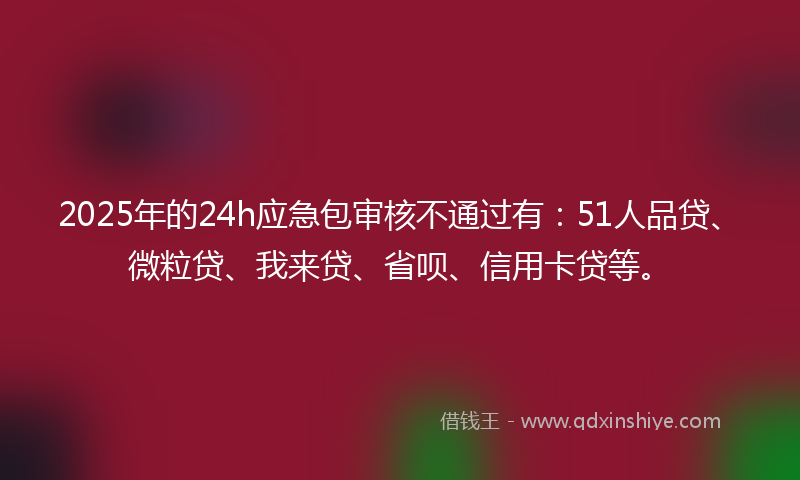 2025年的24h应急包审核不通过有：51人品贷、微粒贷、我来贷、省呗、信用卡贷等。