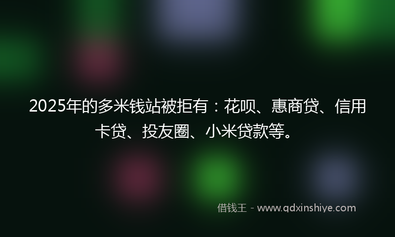 2025年的多米钱站被拒有：花呗、惠商贷、信用卡贷、投友圈、小米贷款等。