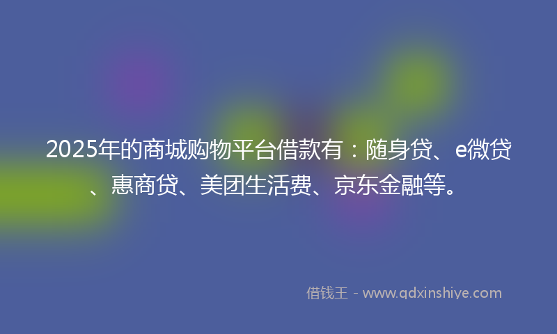 2025年的商城购物平台借款有：随身贷、e微贷、惠商贷、美团生活费、京东金融等。
