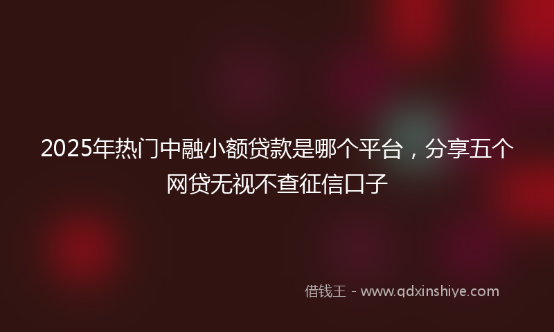 2025年热门中融小额贷款是哪个平台，分享五个网贷无视不查征信口子