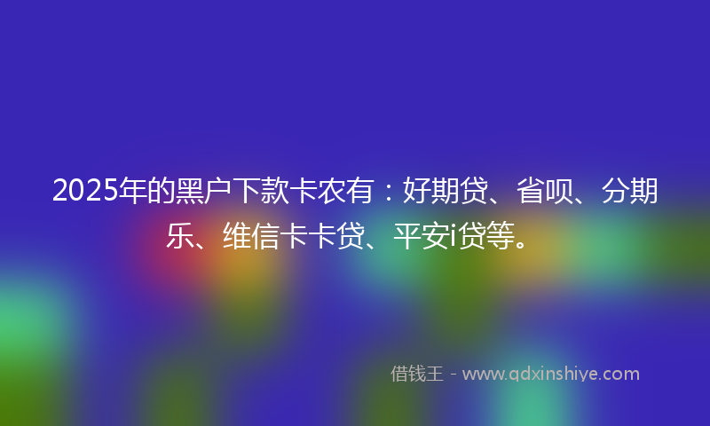 2025年的黑户下款卡农有：好期贷、省呗、分期乐、维信卡卡贷、平安i贷等。
