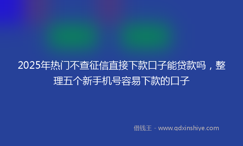 2025年热门不查征信直接下款口子能贷款吗，整理五个新手机号容易下款的口子