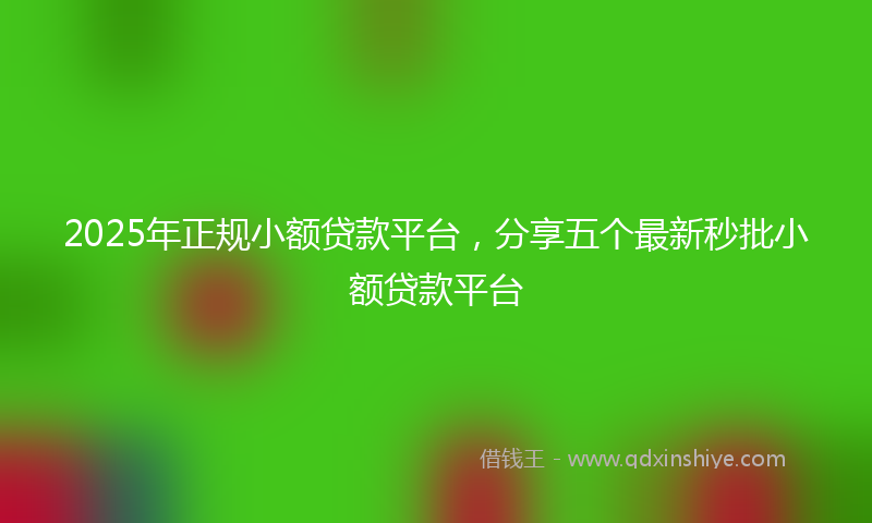 2025年正规小额贷款平台，分享五个最新秒批小额贷款平台