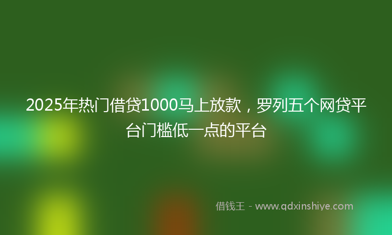 2025年热门借贷1000马上放款，罗列五个网贷平台门槛低一点的平台