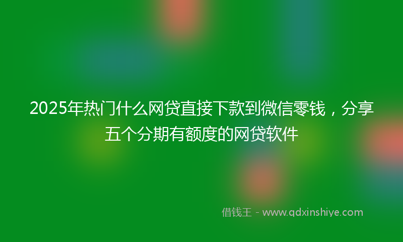 2025年热门什么网贷直接下款到微信零钱，分享五个分期有额度的网贷软件