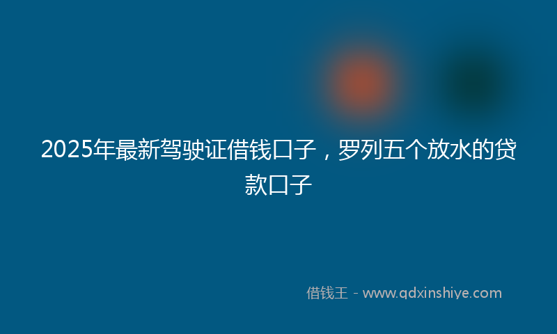 2025年最新驾驶证借钱口子，罗列五个放水的贷款口子