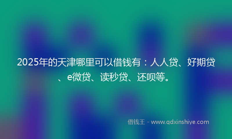 2025年的天津哪里可以借钱有：人人贷、好期贷、e微贷、读秒贷、还呗等。