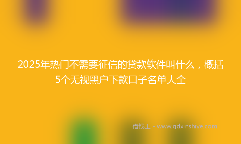 2025年热门不需要征信的贷款软件叫什么，概括5个无视黑户下款口子名单大全