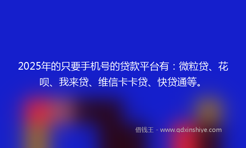 2025年的只要手机号的贷款平台有：微粒贷、花呗、我来贷、维信卡卡贷、快贷通等。