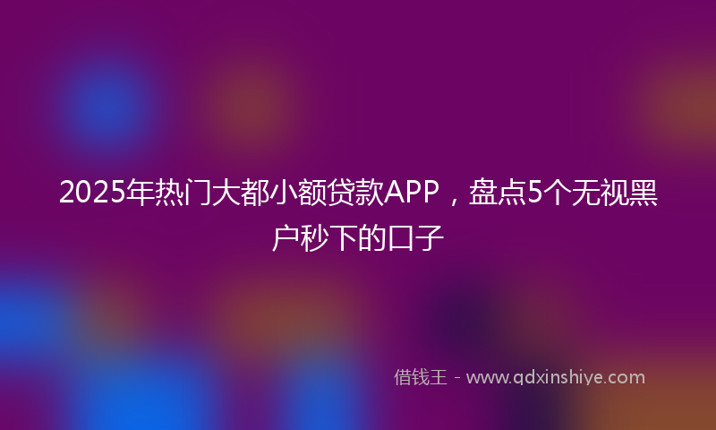 2025年热门大都小额贷款APP，盘点5个无视黑户秒下的口子