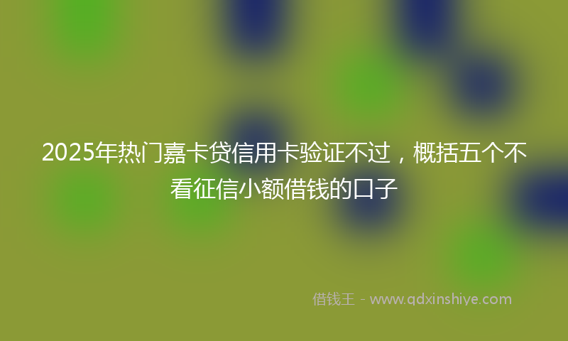 2025年热门嘉卡贷信用卡验证不过，概括五个不看征信小额借钱的口子