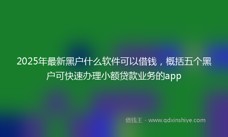 2025年最新黑户什么软件可以借钱，概括五个黑户可快速办理小额贷款业务的app