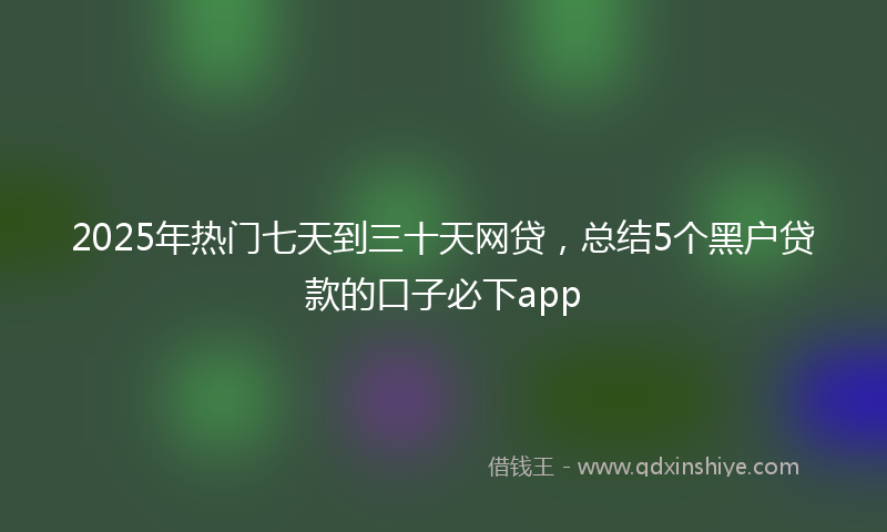 2025年热门七天到三十天网贷，总结5个黑户贷款的口子必下app