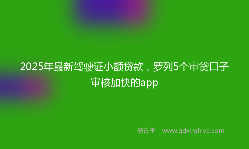 2025年最新驾驶证小额贷款，罗列5个审贷口子审核加快的app
