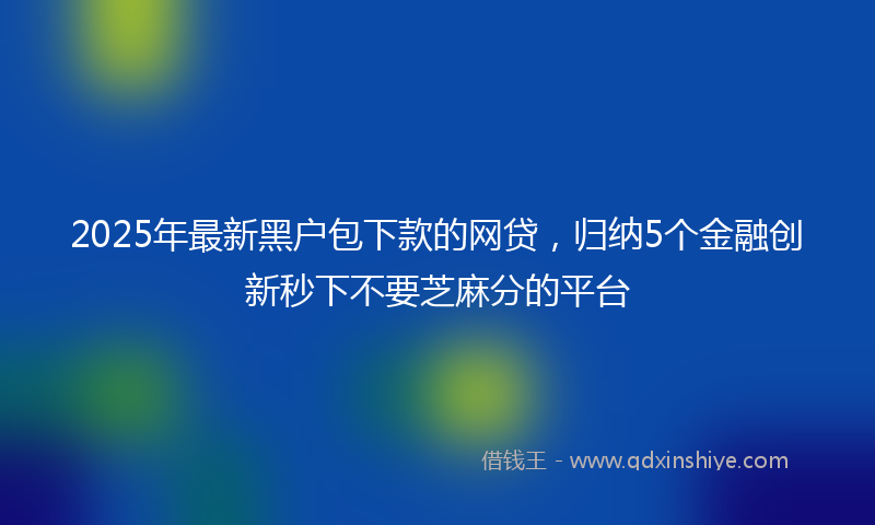 2025年最新黑户包下款的网贷，归纳5个金融创新秒下不要芝麻分的平台
