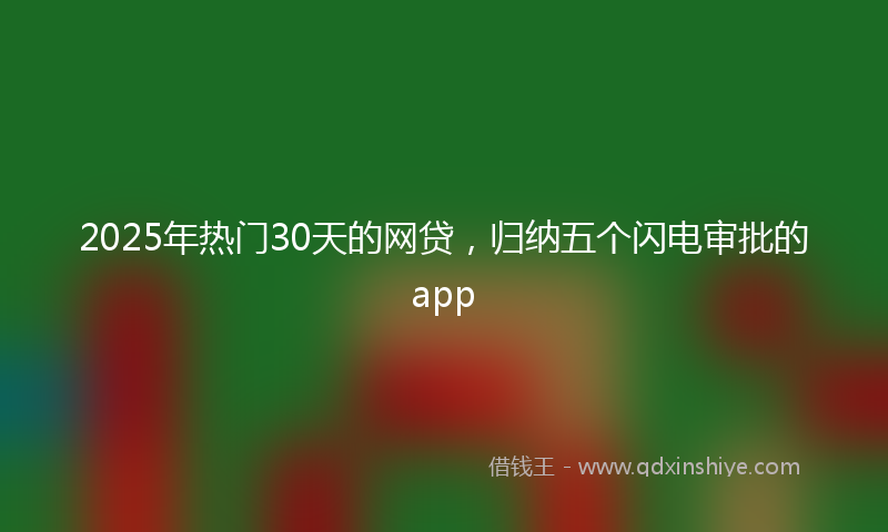2025年热门30天的网贷，归纳五个闪电审批的app