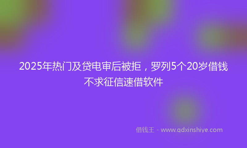 2025年热门及贷电审后被拒，罗列5个20岁借钱不求征信速借软件