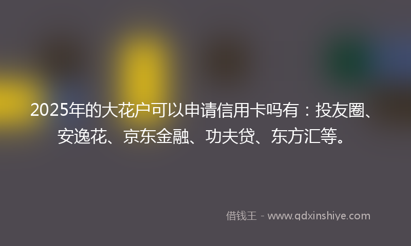 2025年的大花户可以申请信用卡吗有：投友圈、安逸花、京东金融、功夫贷、东方汇等。