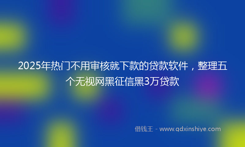 2025年热门不用审核就下款的贷款软件，整理五个无视网黑征信黑3万贷款