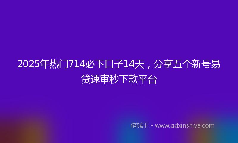 2025年热门714必下口子14天，分享五个新号易贷速审秒下款平台