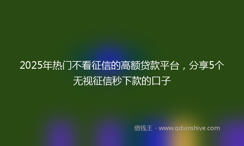 2025年热门不看征信的高额贷款平台，分享5个无视征信秒下款的口子