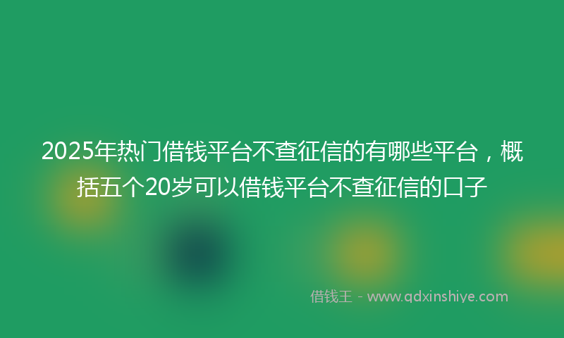 2025年热门借钱平台不查征信的有哪些平台，概括五个20岁可以借钱平台不查征信的口子