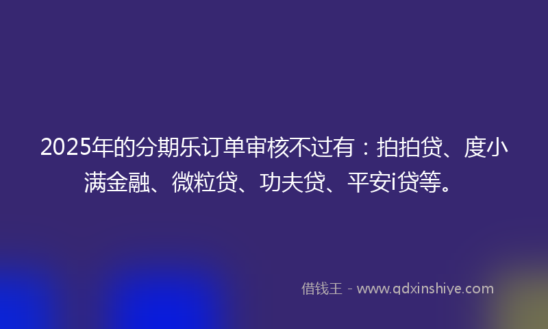 2025年的分期乐订单审核不过有：拍拍贷、度小满金融、微粒贷、功夫贷、平安i贷等。