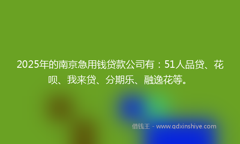 2025年的南京急用钱贷款公司有：51人品贷、花呗、我来贷、分期乐、融逸花等。