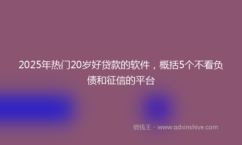 2025年热门20岁好贷款的软件，概括5个不看负债和征信的平台