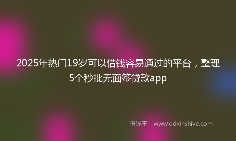 2025年热门19岁可以借钱容易通过的平台，整理5个秒批无面签贷款app