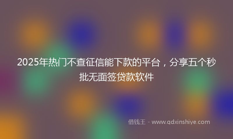 2025年热门不查征信能下款的平台，分享五个秒批无面签贷款软件