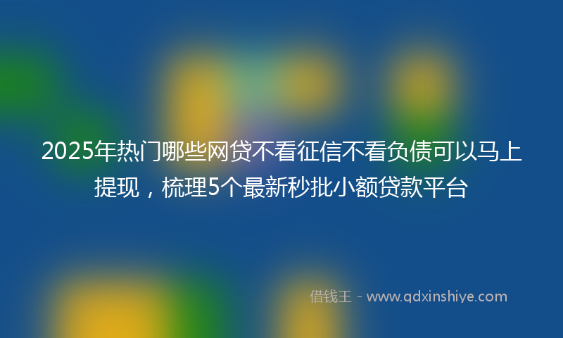 2025年热门哪些网贷不看征信不看负债可以马上提现，梳理5个最新秒批小额贷款平台
