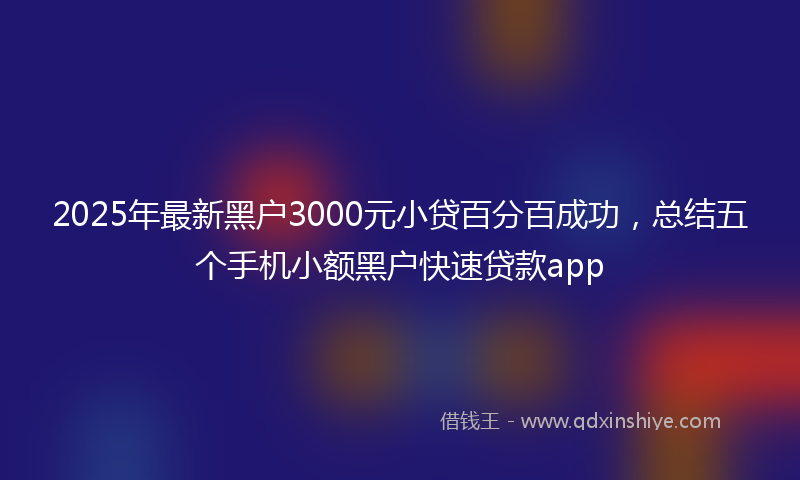 2025年最新黑户3000元小贷百分百成功，总结五个手机小额黑户快速贷款app