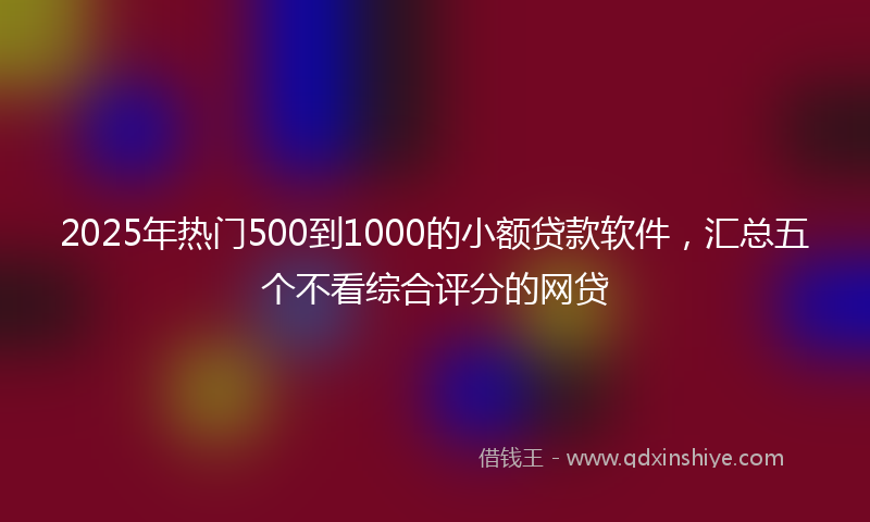 2025年热门500到1000的小额贷款软件，汇总五个不看综合评分的网贷
