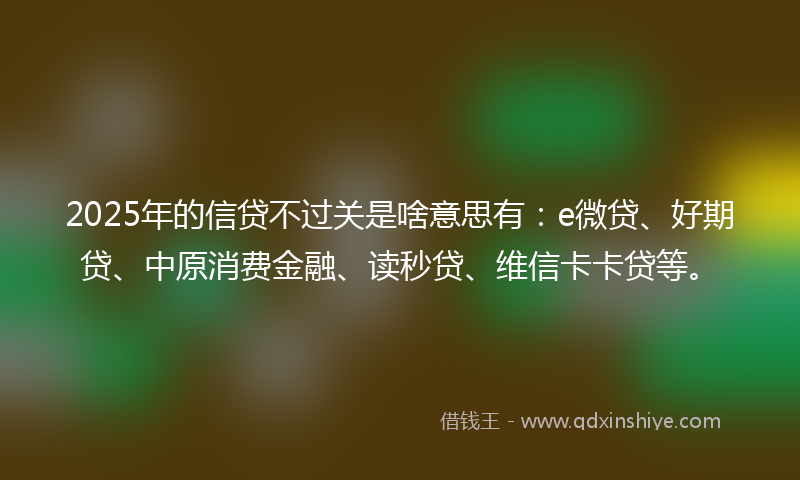 2025年的信贷不过关是啥意思有：e微贷、好期贷、中原消费金融、读秒贷、维信卡卡贷等。