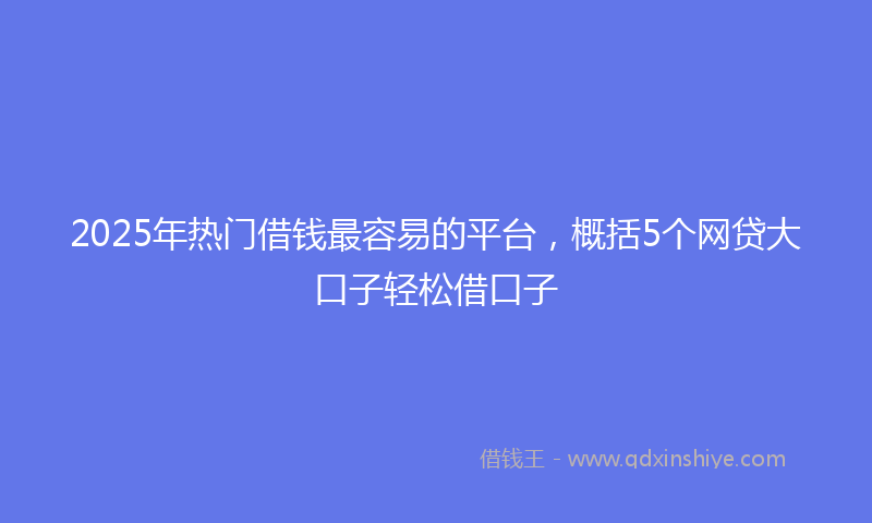 2025年热门借钱最容易的平台，概括5个网贷大口子轻松借口子